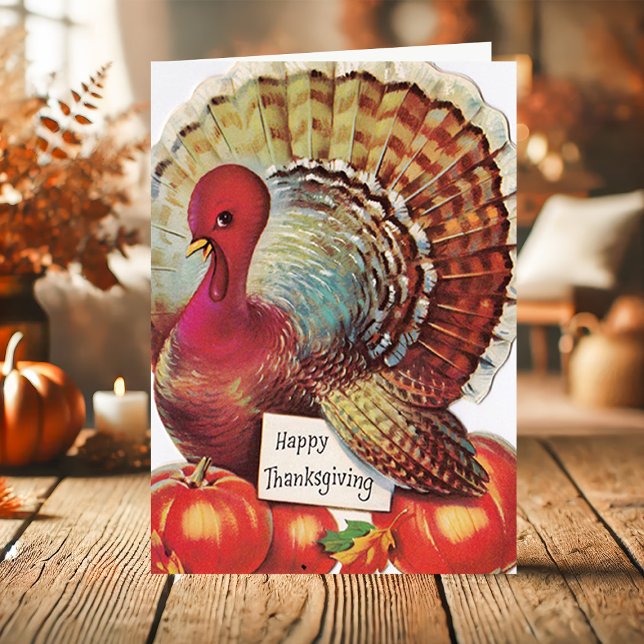 Vintage Turkey Happy Thanksgiving Holiday Card (Creator Uploaded)
