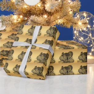 Vintage Turkey Happy Thanksgiving Wrapping P Paper