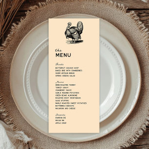 Vintage Turkey Holiday Thanksgiving Dinner Menu