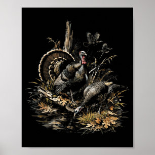 Vintage Turkey Hunting Rustic Wildlife Graphic Poster