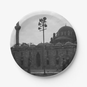 Vintage Turkey Istanbul Beyazit camii mosque Canva Paper Plate