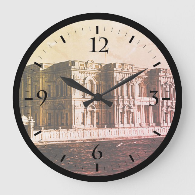 Vintage Turkey Istanbul Beylerbeyi palace Large Cl Clock (Front)