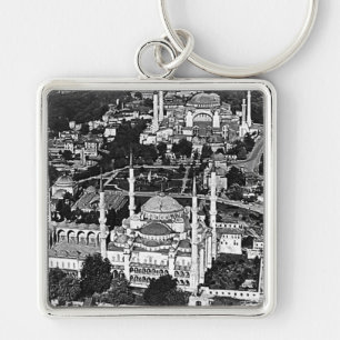 Vintage Turkey Istanbul blue mosque overview 1970 Key Ring