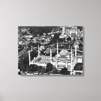 Vintage Turkey Istanbul blue mosque overview