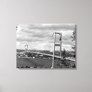 Vintage Turkey Istanbul Bosphorus bridge Canvas Print