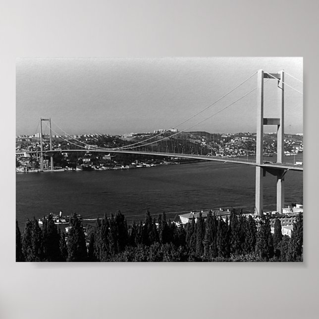 Vintage Turkey Istanbul Bosphorus bridge Poster (Front)