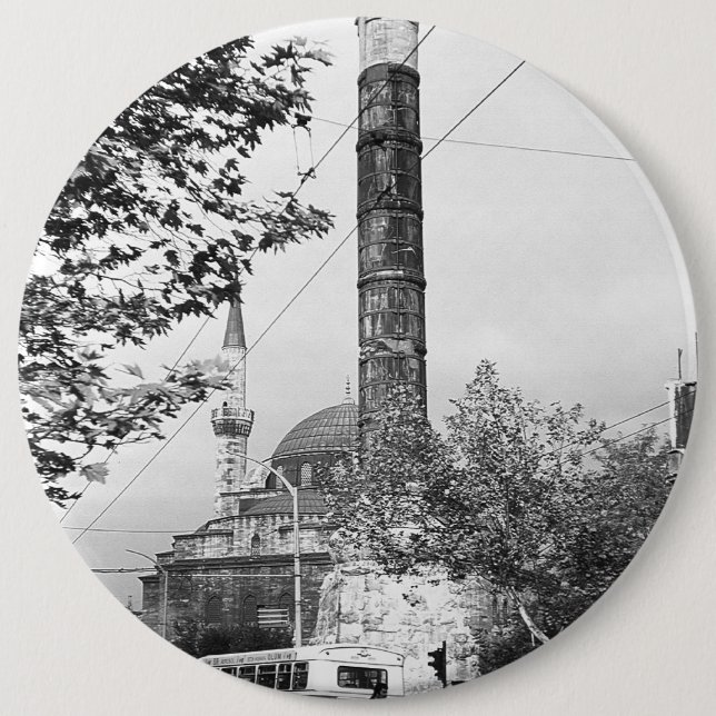 Vintage Turkey Istanbul Column Constantine 1970 6 Cm Round Badge (Front)