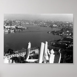 Vintage Turkey Istanbul golden horn river Poster