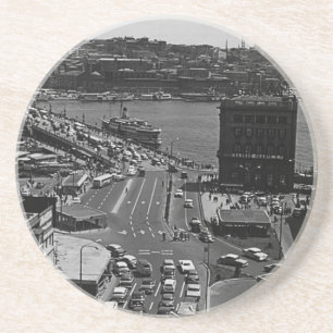 Vintage Turkey Istanbul Karakoy Galata bridge 1970 Coaster