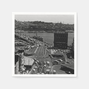 Vintage Turkey Istanbul Karakoy Galata bridge Napkin