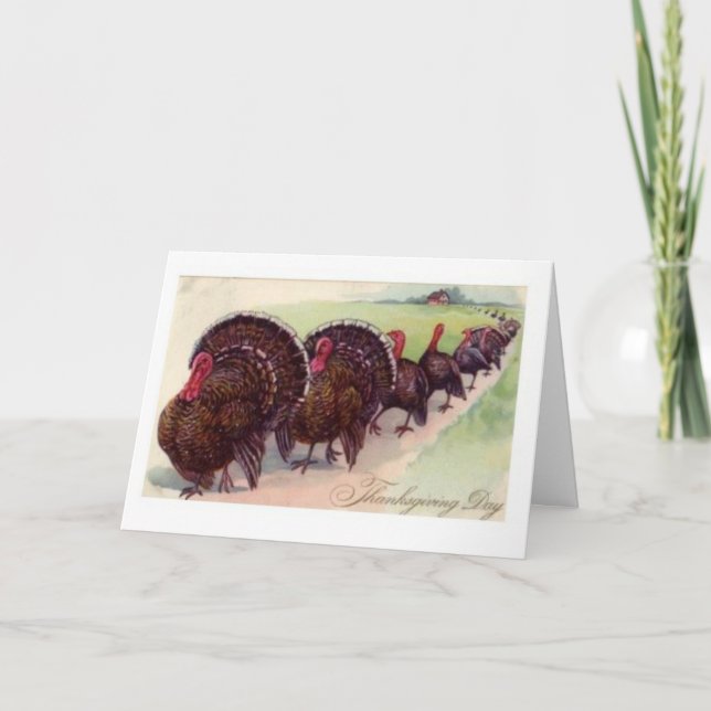 Vintage Turkey Parade Thanksgiving Card (Front)