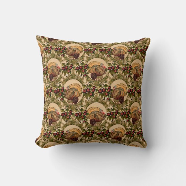 Vintage Turkey Thanksgiving Cushion (Front)