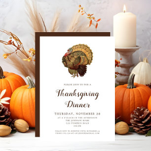Vintage Turkey Thanksgiving Dinner Invitation