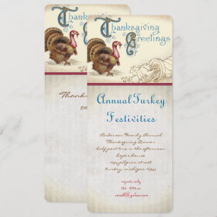 Vintage Turkey Thanksgiving Dinner Invitations