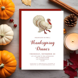 Vintage Turkey Thanksgiving Dinner Party  Invitation