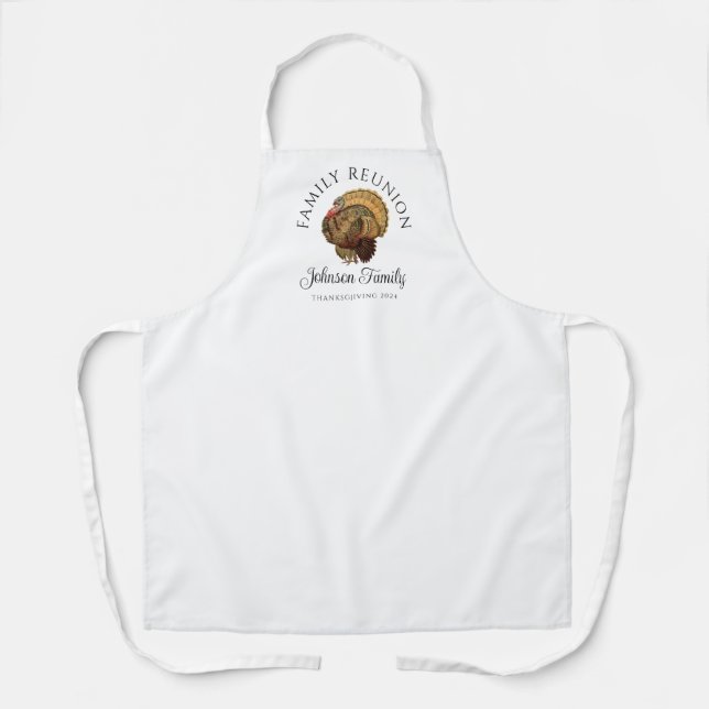 Vintage Turkey Thanksgiving Family Reunion  Apron (Front)
