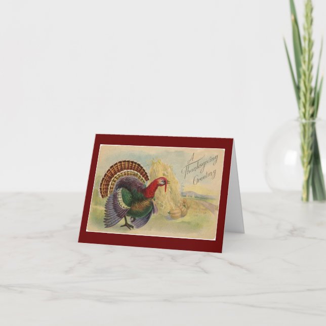 Vintage Turkey Thanksgiving Greeting Card (Front)