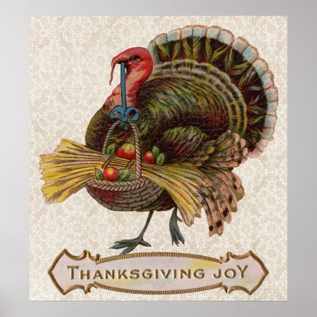 vintage turkey thanksgiving joy poster (Front)