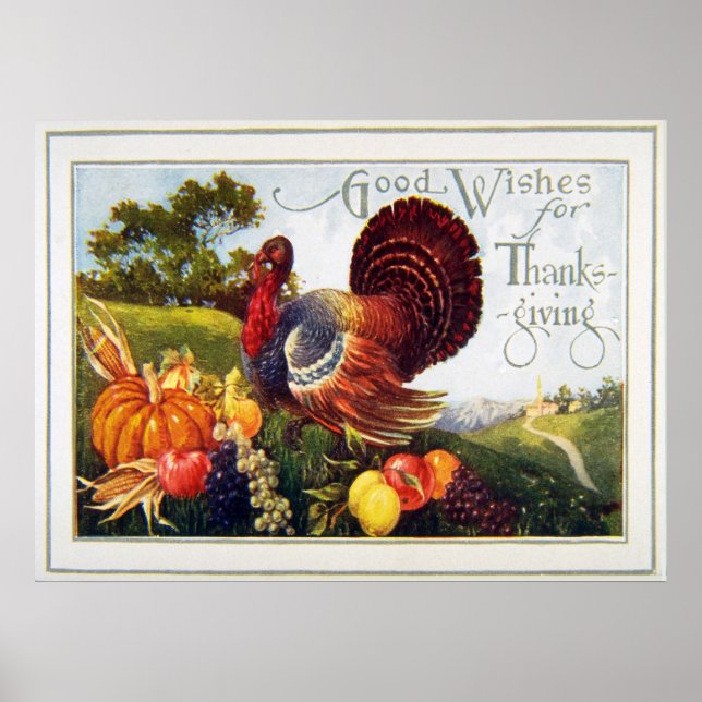 Vintage Turkey Thanksgiving Poster (Front)