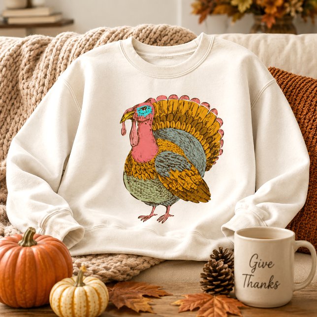 Vintage Turkey Thanksgiving Sweatshirt (Creator Uploaded)