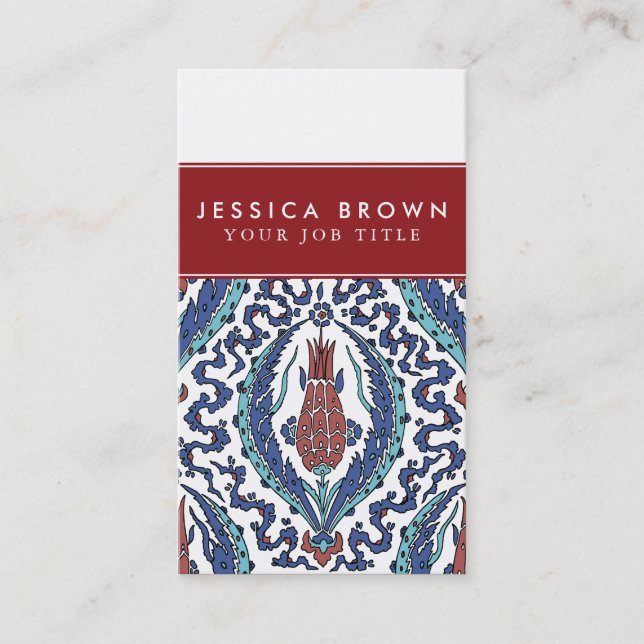 Vintage Turkish Tulip Business Card Template (Front)