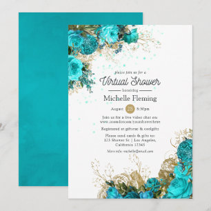 Vintage Turquoise and Gold Virtual Shower Invitation