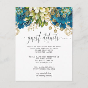 Vintage Turquoise and Gold Wedding Guest Details Enclosure Card