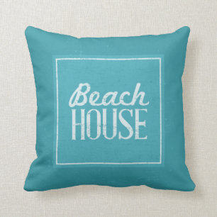 Vintage Turquoise Blue Beach House Cushion