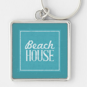 Vintage Turquoise Blue Beach House Key Ring