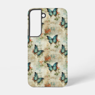 Vintage Turquoise Butterflies Rustic Floral Samsung Galaxy Case