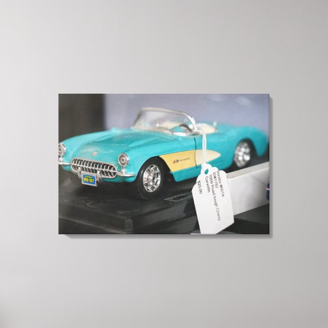 Vintage Turquoise Convertible Model Car Canvas Print (Front)
