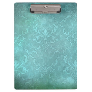 Vintage turquoise damask teal vintage pattern clipboard