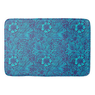 Vintage turquoise dark purple floral pattern bath mat