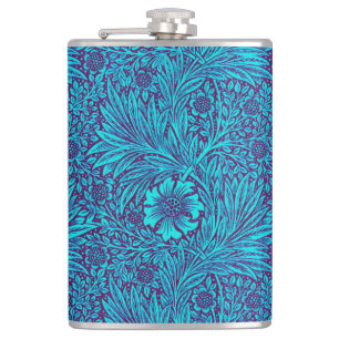 Vintage turquoise dark purple floral pattern hip flask