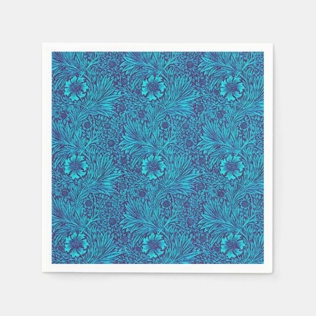 Vintage turquoise dark purple floral pattern napkin (Front)