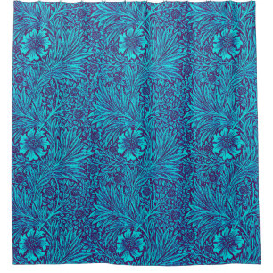 Vintage turquoise dark purple floral pattern shower curtain