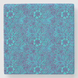 Vintage turquoise dark purple floral pattern stone coaster