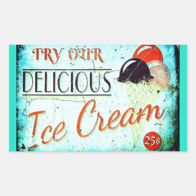 Vintage turquoise ice cream sign sticker (Front)
