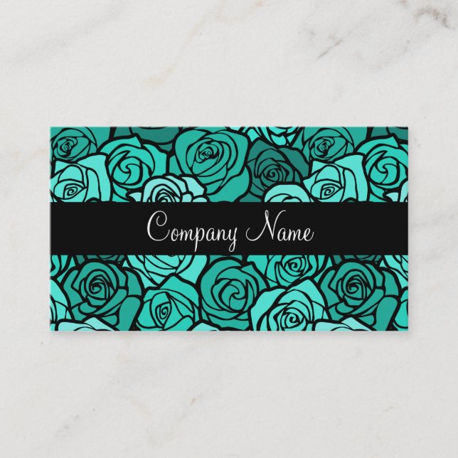 Vintage turquoise roses Business Card (Front)