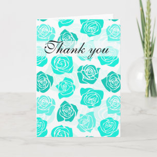 Vintage turquoise roses Thank You Card