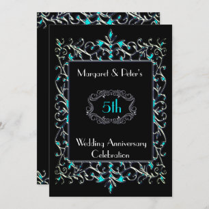 Vintage Turquoise & Silver Anniversary Invite