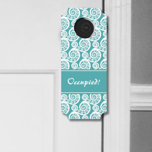 Vintage Turquoise & White Botanical Fern Leaf Door Hanger