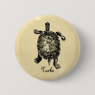 VINTAGE TURTLE 6 CM ROUND BADGE