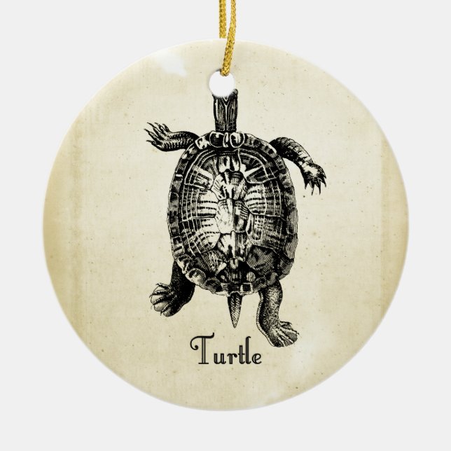 VINTAGE TURTLE CERAMIC TREE DECORATION (Front)
