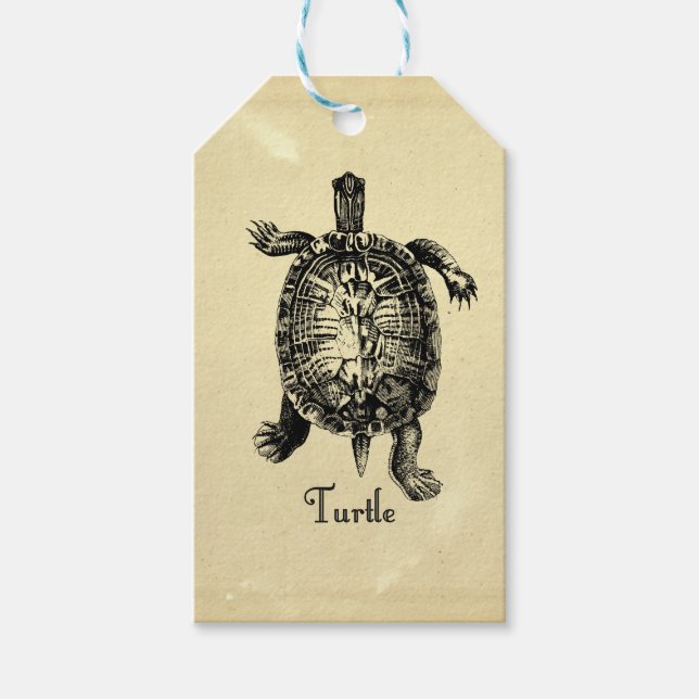 VINTAGE TURTLE GIFT TAGS (Front)
