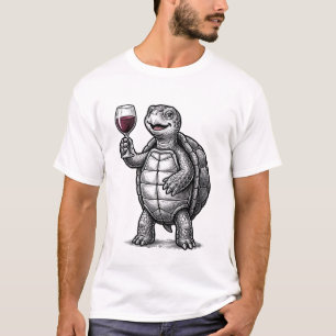 Vintage Turtle Holding Wine Glass Shirt Design_1