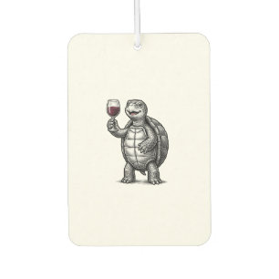 Vintage Turtle Holding Wine Glass Shirt Design_1 Car Air Freshener