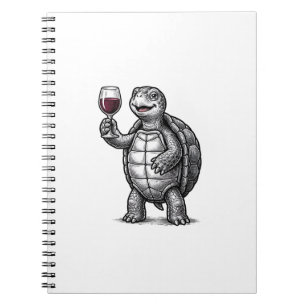 Vintage Turtle Holding Wine Glass Shirt Design_1 Notebook