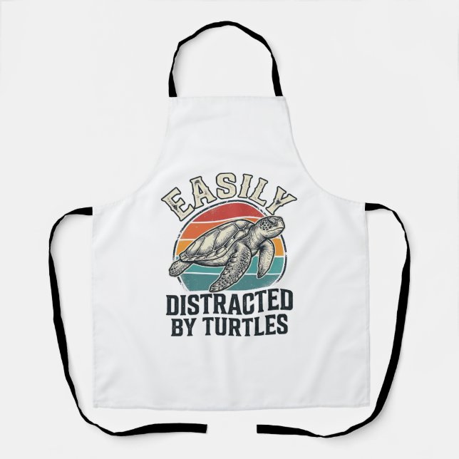 Vintage Turtle Lover Easily Distracted by Turtles  Apron (Front)