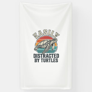 Vintage Turtle Lover Easily Distracted by Turtles Banner